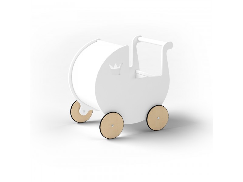 Дитяча коляска для ляльок біла