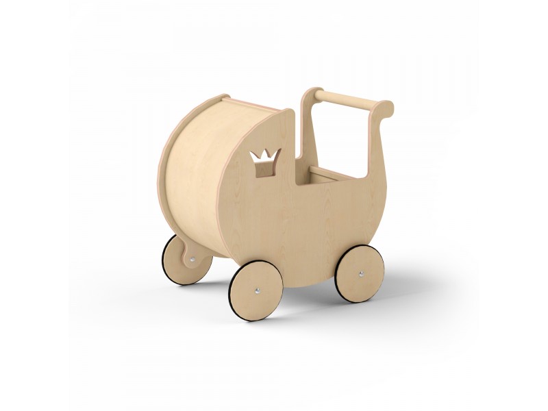 Дитяча коляска для ляльок натуральне дерево