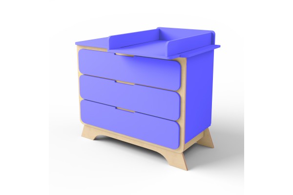 Комод з пеленальним столиком Nova індіго/натуральне дерево