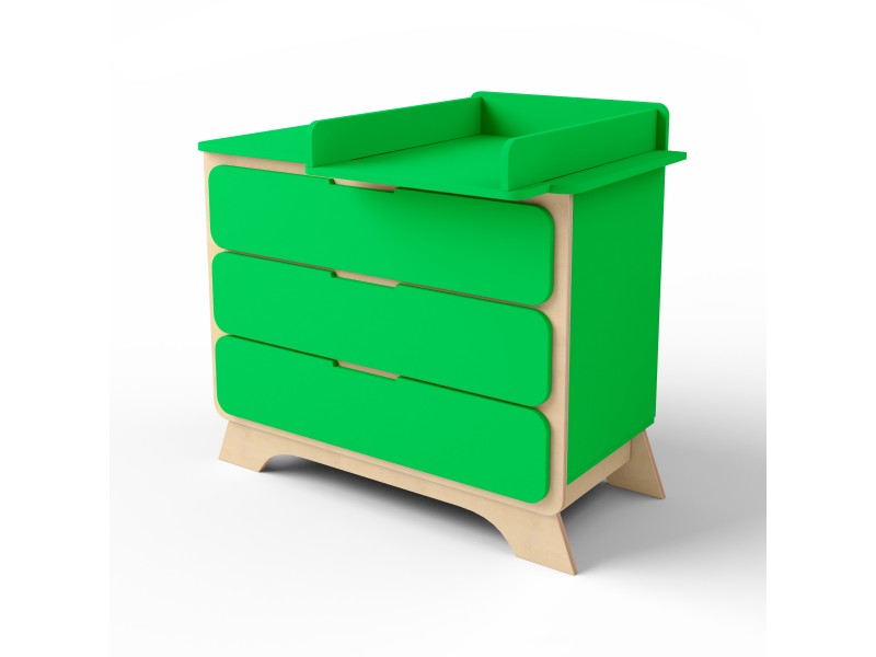 Комод з пеленальним столиком Nova зелений/натуральне дерево