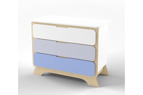 Комод з пеленальним столиком Nova індіго/білий/натуральне дерево