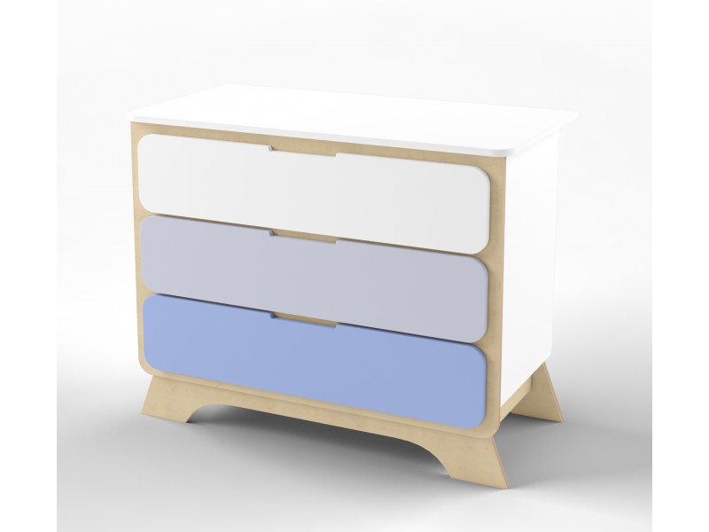 Комод з пеленальним столиком Nova індіго/білий/натуральне дерево
