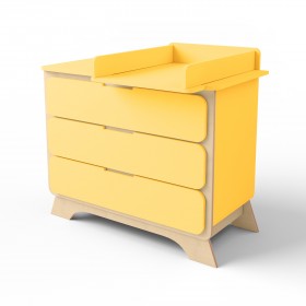 Комод з пеленальним столиком Nova помаранчевий/натуральне дерево