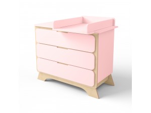 Комод з пеленальним столиком Nova рожевий/натуральне дерево