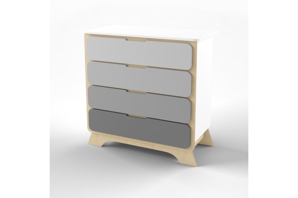 Комод з пеленальним столиком Nova сірий/білий/натуральне дерево