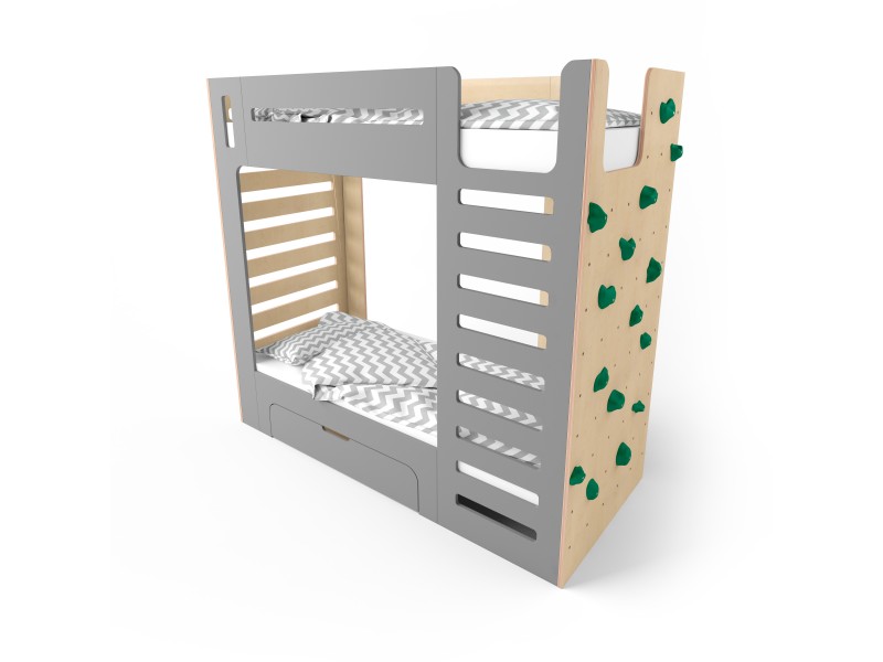 Ліжко двоярусне зі скалодромом CuRocks сіре