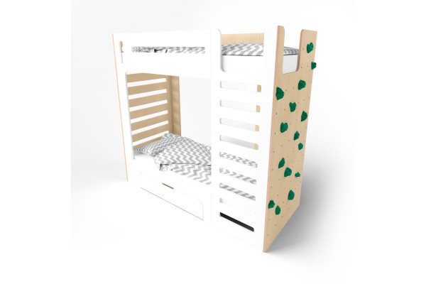 Ліжко двоярусне зі скалодромом CuRocks біле