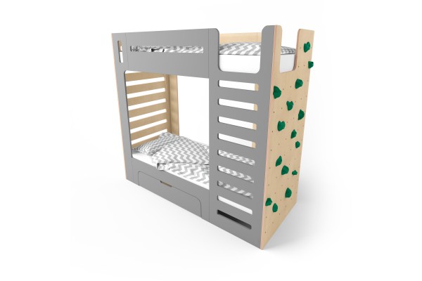 Ліжко двоярусне зі скалодромом CuRocks сіре