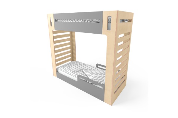 Ліжко двоярусне CuRocks 2.0 натуральне дерево/сіре