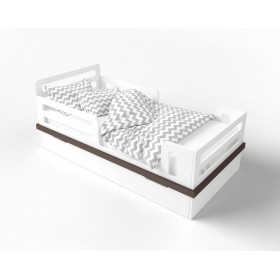 Ліжко Cloud білий/натуральне дерево з ящиком