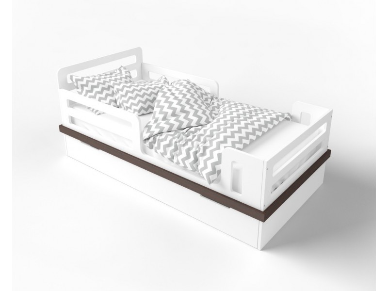 Ліжко Cloud білий/натуральне дерево з ящиком