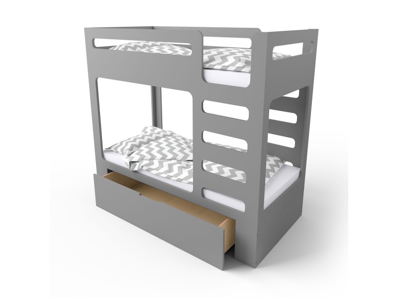 Ліжко двоярусне cuBED сіре з ящиком