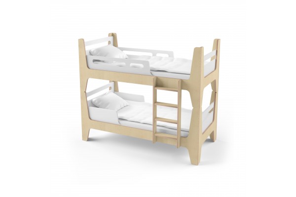 Ліжко двоярусне Tower Duo біле/натуральне дерево