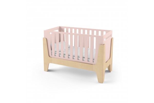 Ліжечко Tower Baby рожеве/натуральне дерево