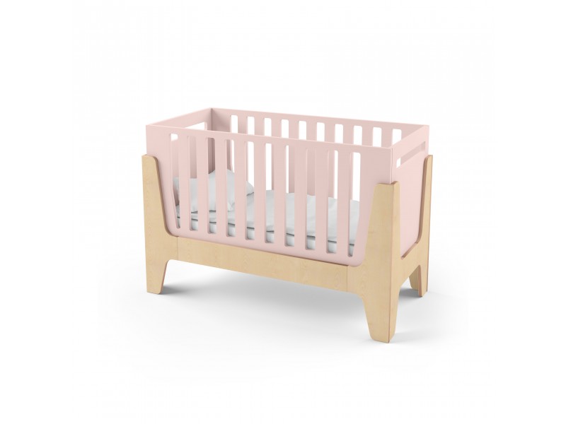 Ліжечко Tower Baby рожеве/натуральне дерево