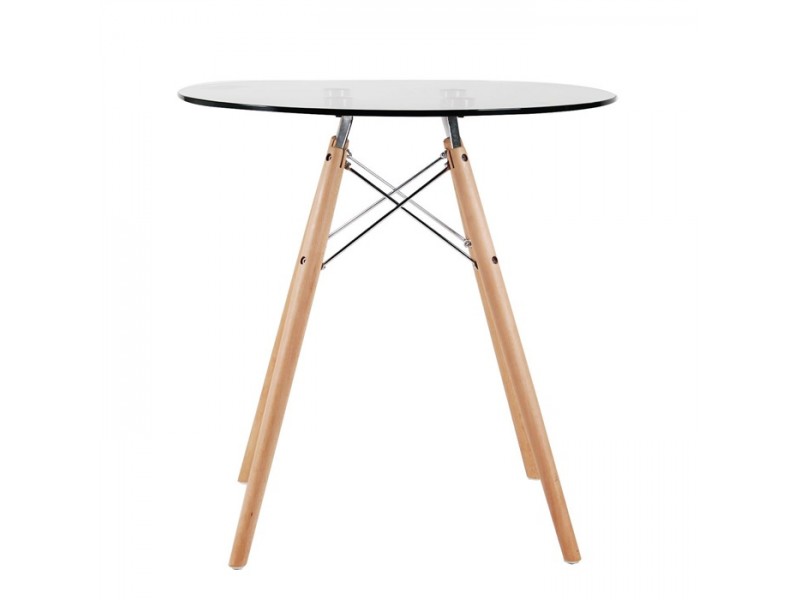 Стіл Eames скляний D80, висота 73см