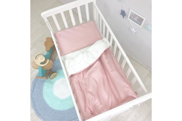 Змінний комплект постільної білизни в дитяче ліжечко пудровий