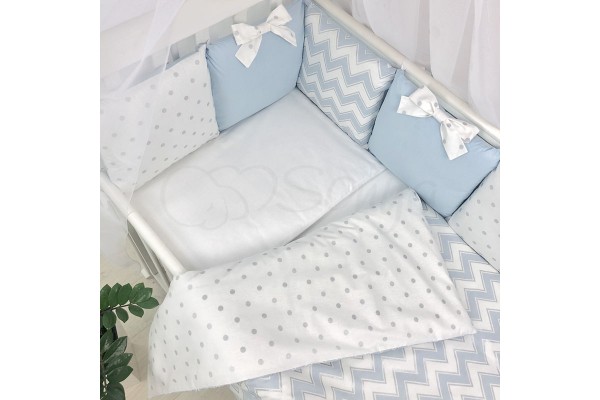 Змінний комплект постільної білизни в дитяче ліжечко Wave блакитний