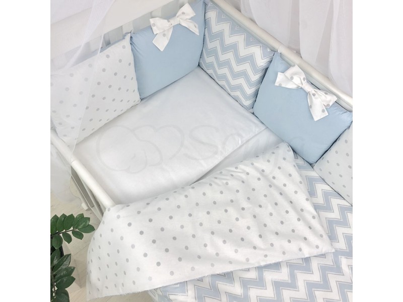 Змінний комплект постільної білизни в дитяче ліжечко Wave блакитний
