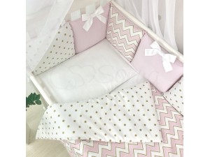 Змінний комплект постільної білизни в дитяче ліжечко Wave рожевий