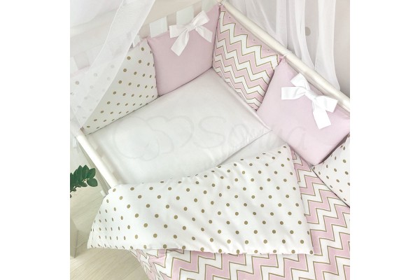 Змінний комплект постільної білизни в дитяче ліжечко Wave рожевий