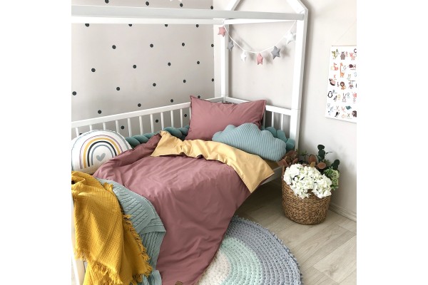 Ersatzbettwäsche-Set Teenager-Senf / Beere