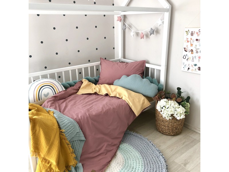 Change of bedding set teenage mustard / berry