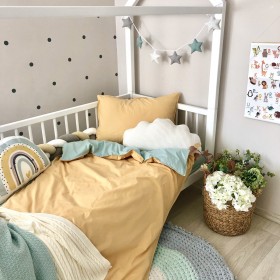 Змінний комплект постільної білизни підлітковий гірчиця/м'ята