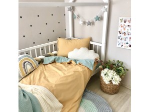 Pościel wymienna dla nastolatka musztardowo-miętowa
