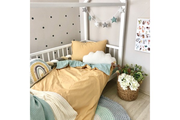 Pościel wymienna dla nastolatka musztardowo-miętowa