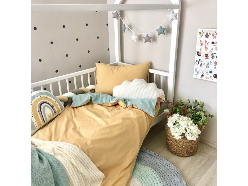 Pościel wymienna dla nastolatka musztardowo-miętowa