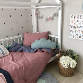 Змінний комплект постільної білизни підлітковий ягода/джинс