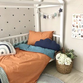 Змінний комплект постільної білизни підлітковий терракот/аквамарин