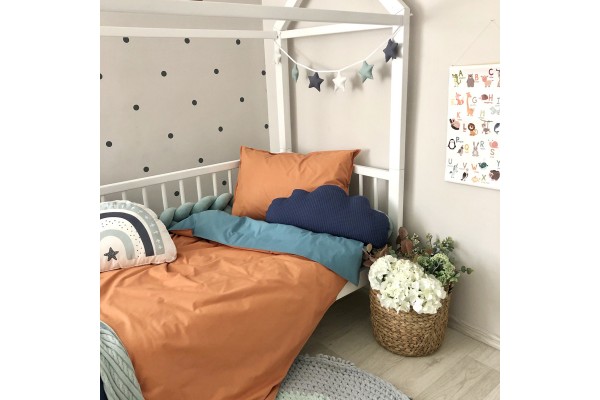 Pościel wymienna młodzieżowa terakota / akwamaryn