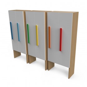 Шафа для роздягальні з дверцятами 2 секції біла/натуральний