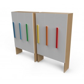 Шафа для роздягальні з дверцятами 3 секції біла/натуральний