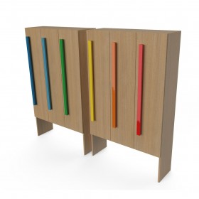 Шафа для роздягальні з дверцятами 3 секції біла/натуральний Шафа для роздягальні з дверцятами 3 секції біла/натуральний