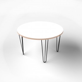 Стіл круглий  з покриттям hpl-пластику та чорними металевими ніжками