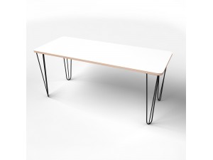 Table rectangular with hpl-plastic coating and metal legs