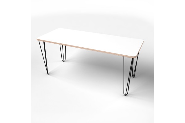 Стіл прямокутний з покриттям hpl-пластику та металевими ніжками