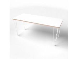 Table rectangular with hpl-plastic coating and metal legs