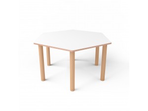 Hexagonal table with hpl plastic coating