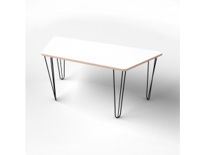 Tischtrapez mit HPL-Kunststoffbeschichtung und Metallbeinen