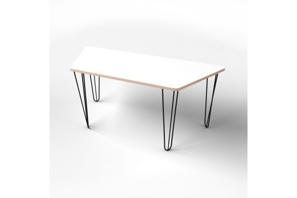 Стіл трапеція з покриттям hpl-пластику та чорними металевими ніжками