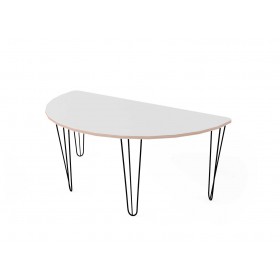 Стіл напівкруглий з покриттям hpl-пластику і чорними металевими ніжками