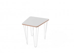Стіл трапеція малий з покриттям hpl-пластику та білими металевими ніжками