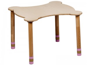 Stół dzięciecy drewniany dekoracyjny (różowy/drewno naturalne)