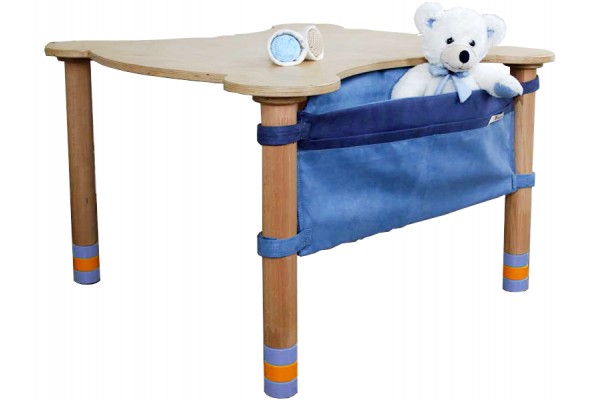 Stół dzięciecy drewniany dekoracyjny z kieszenią (indygo/drewno naturalne) Stół dzięciecy drewniany dekoracyjny z kieszenią (indygo/drewno naturalne)