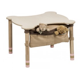 Stół dzięciecy drewniany dekoracyjny z kieszenią (różowy/drewno naturalne) Stół dzięciecy drewniany dekoracyjny z kieszenią (różowy/drewno naturalne)