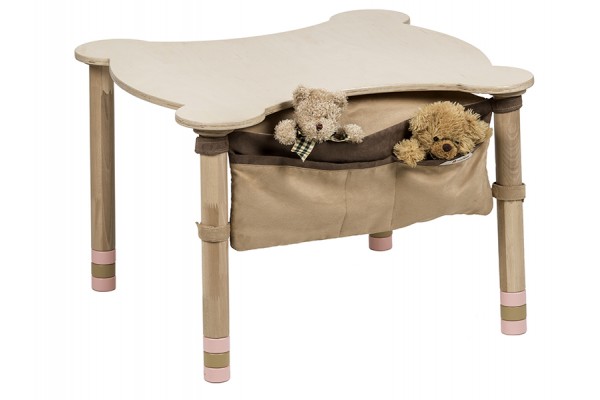 Stół dzięciecy drewniany dekoracyjny z kieszenią (różowy/drewno naturalne) Stół dzięciecy drewniany dekoracyjny z kieszenią (różowy/drewno naturalne)